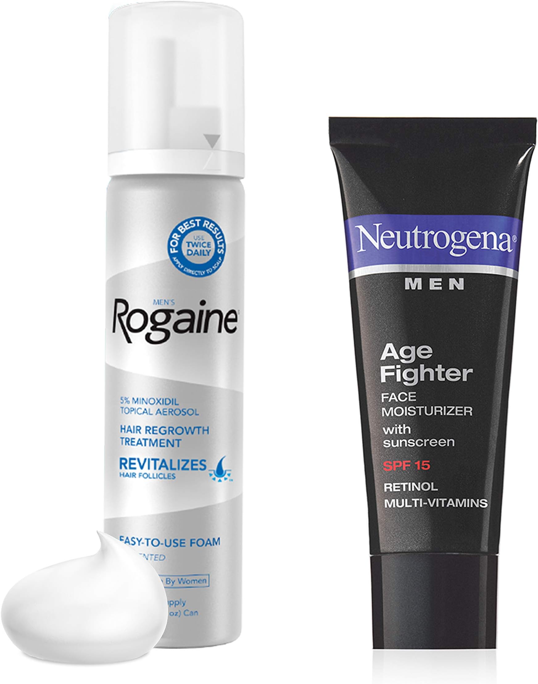 Hair Loss & Regrowth Foam and Neutrogena Age Fighter Men's Anti-Wrinkle Face Moisturizer Lotion