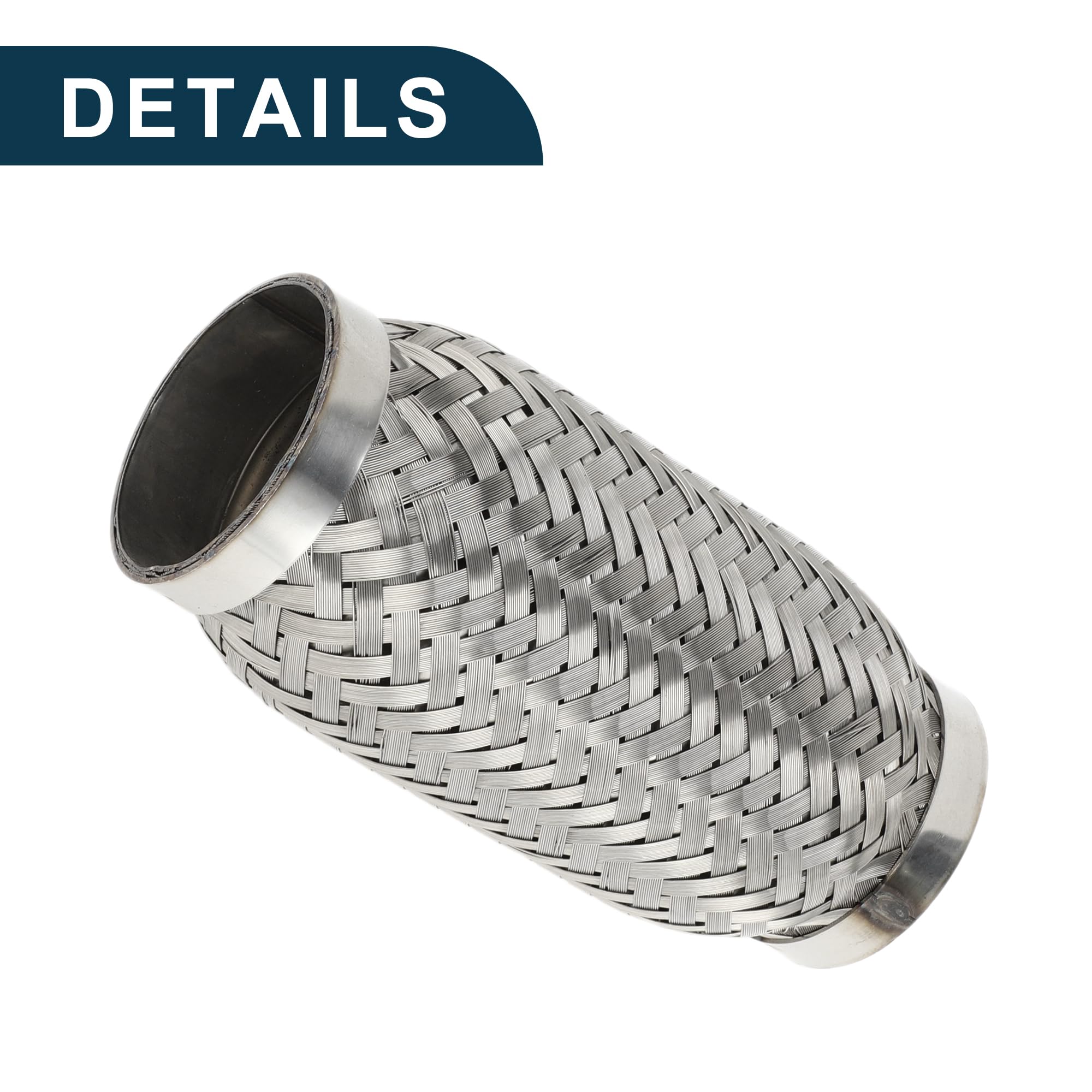 Tubo Flessibile per Scarico Auto 2.36 Pollici OD Tubo di Scarico Intrecciato Flessibile | Tubo Flessibile Universale Argento 1 Pz
