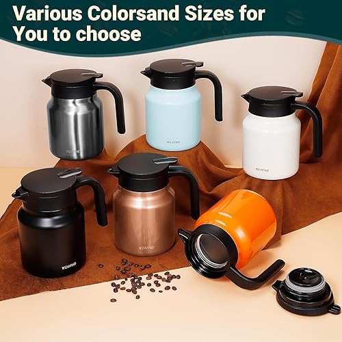 Miniatura 120 de Jarras térmicas de café de 51 onzas para mantener el calor/frío, jarra de café de acero inoxidable, jarra de agua aislada a prueba de polvo