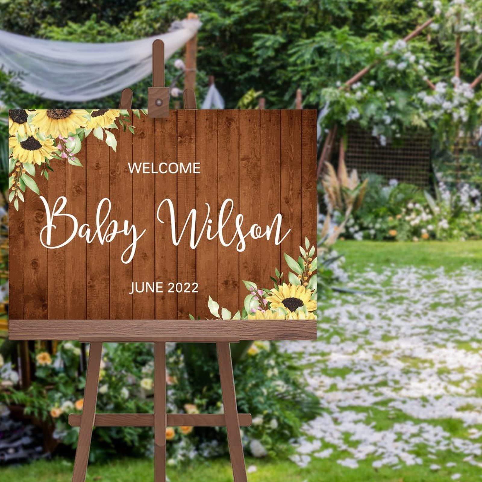Spersonalizuj słonecznik kwiatowy znak 'Welcome to the ' ślub personalizowany 'Welcome to Our Wedding Sign znak powitalny na ślub zaręczyny ślub dekoracja parapetówka prezenty 50 cm x 76 cm