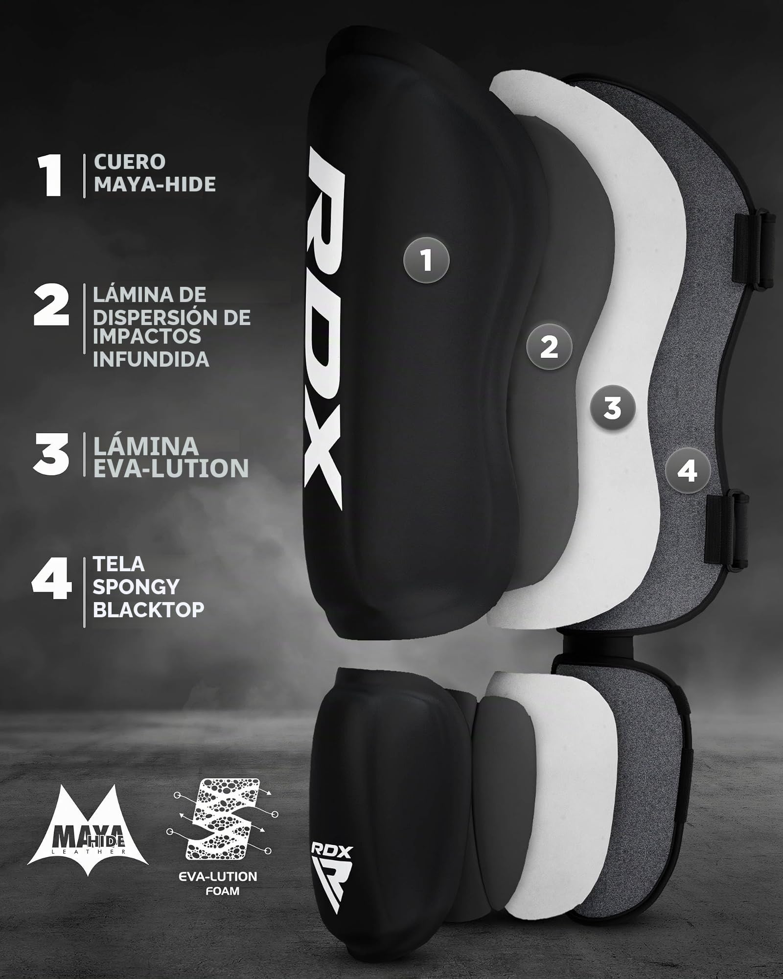 RDX MMA - Espinilleras para Empeine (Equipo de protección para Entrenamiento de Boxeo tailandés), Color Negro