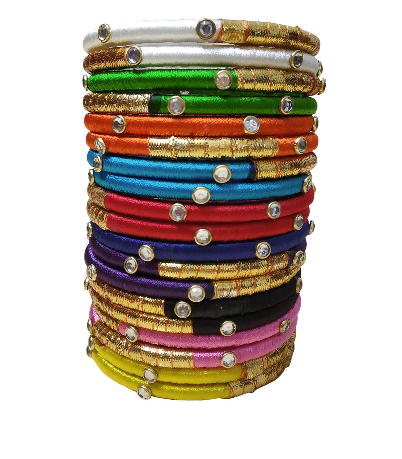 GOELX Festive Offer: Designer Handcrafted Ethnic Multicolor Silk Thread 20 Gota Kundan Bangles Combo for Women in Multicolor - 2.10 (B07JMM73PF) Amazon Price History, Amazon Price Tracker
