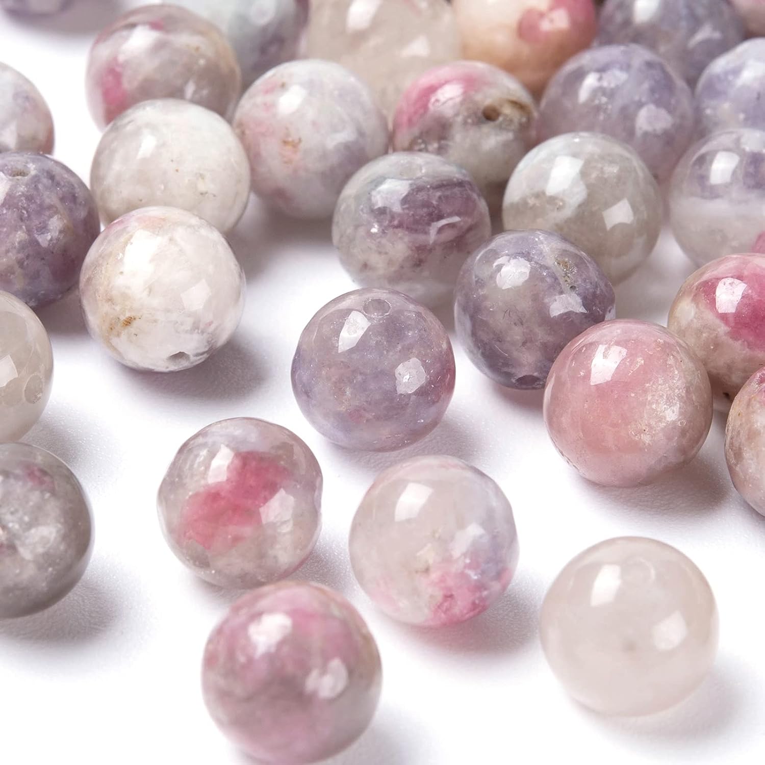 FASHEWELRY 100Pcs Natural Round Gemstone Beads 8mm Red Tourmaline Stone Beads Energy Healing Bead with Elastic Crystal Thread for DIY Bracelet Necklaces Jewelry Making