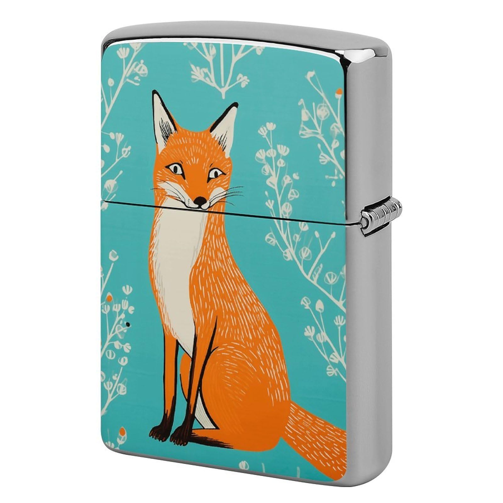 Turquoise and Fox Lighter Case for Men, Personalized Lighter Cover for Valentine's Day Gifts, Flip-Top Lighters Shell for Outdoor, Portable Lighters Protective Sleeve
