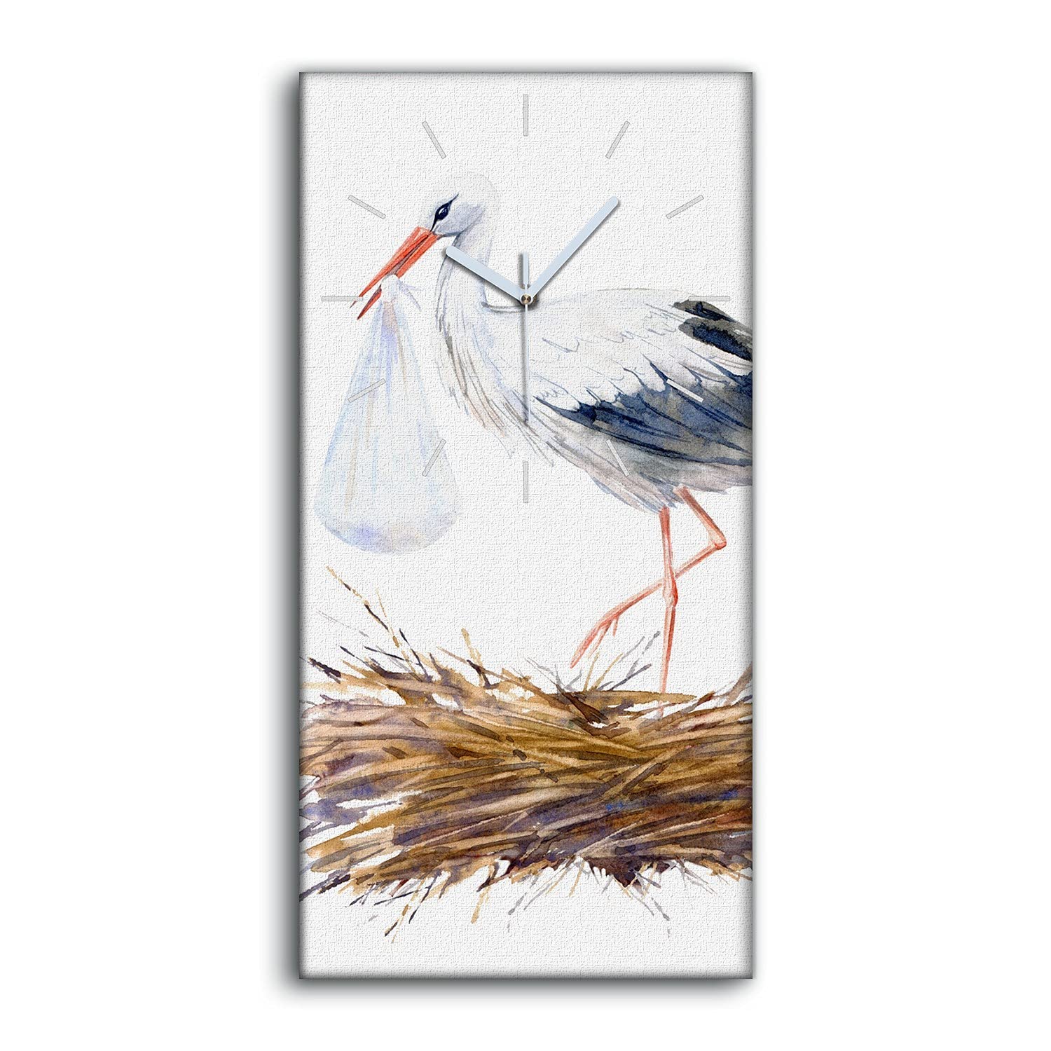 Horloge sur Toile 30x60cm Coloray pour un salon moderne au design aquarelle
