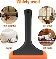 Vista 5 de Removedor de pelo de silicona para mascotas, rastrillo de goma para mascotas, removedor de pelo de gato y perro, con mango largo de 8 pulgadas