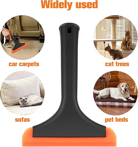 Miniatura 5 de Removedor de pelo de silicona para mascotas, rastrillo de goma para mascotas, removedor de pelo de gato y perro, con mango largo de 8 pulgadas,