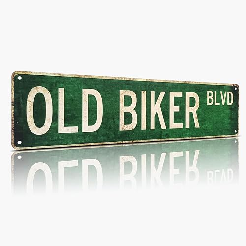 MOSM Old Biker Blvd Metal Sign | A Thoughtful Gift for Motorcycle Enthusiasts