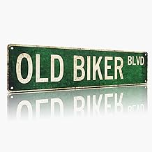 Old Biker Blvd Metal Sign 4x15 inch | Rust-Free Aluminum Motorcycle Man Cave Decor | Weatherproof Indoor/Outdoor Wall Art for Garage, home bar sign, pub wall decor, Workshop &amp; Biker Gifts