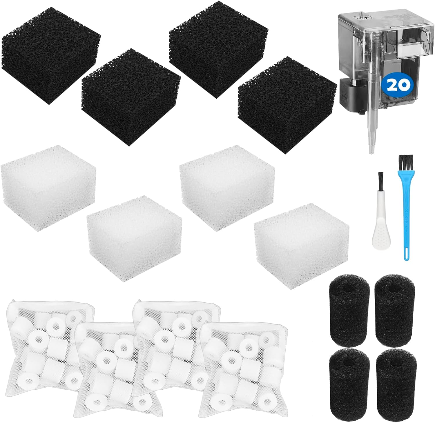 Three-Stage Filtration Tank Filter Maintenance Kit Replacement for AquaClear 20 Power Filter,Aquarium Filter Media Replacement for Fish Tank Filter for 5- to 20-Gallon Aquariums