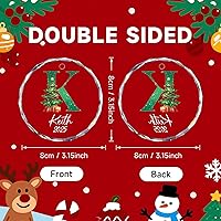 Vista 3 de Adornos con nombre de letra para árbol de Navidad, adornos de Navidad personalizados 2025, adornos de nombre inicial personalizados, decoraciones