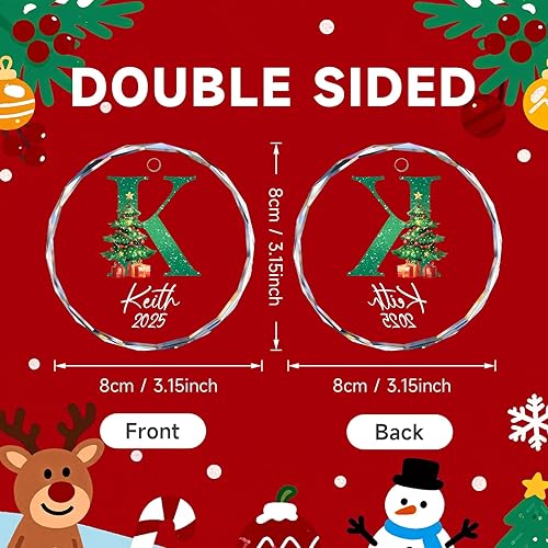 Miniatura 3 de Adornos con nombre de letra para árbol de Navidad, adornos de Navidad personalizados 2025, adornos de nombre inicial personalizados, decoraciones