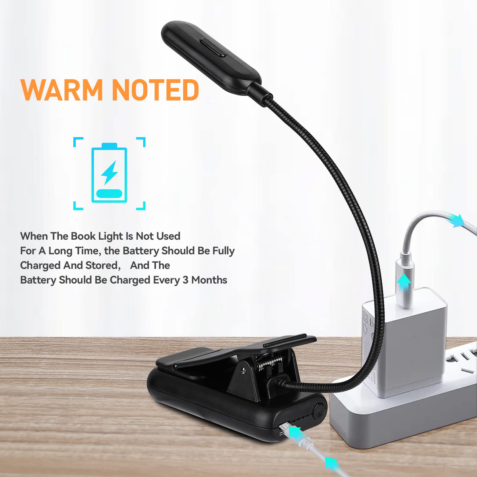 VAVOFO Luz de lectura recargable ámbar, luz de libro con bloqueo de luz azul, 7 LED para el cuidado de los ojos, 9 colores, 9 brillo, clip para niños, gusanos de biblioteca, lectura en la cama con