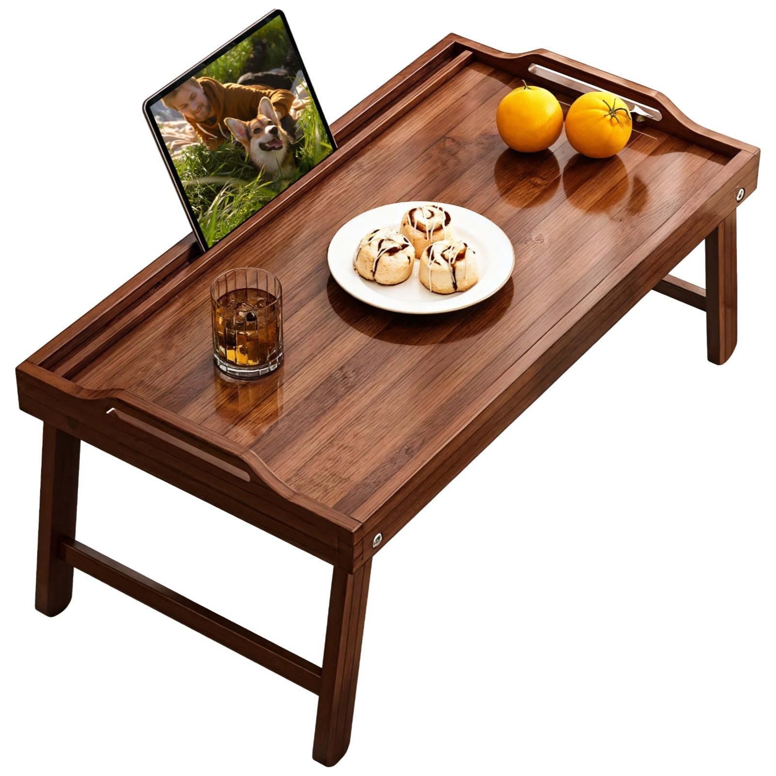 Plateau de lit pliable en bois noble pour intérieur chaleureux