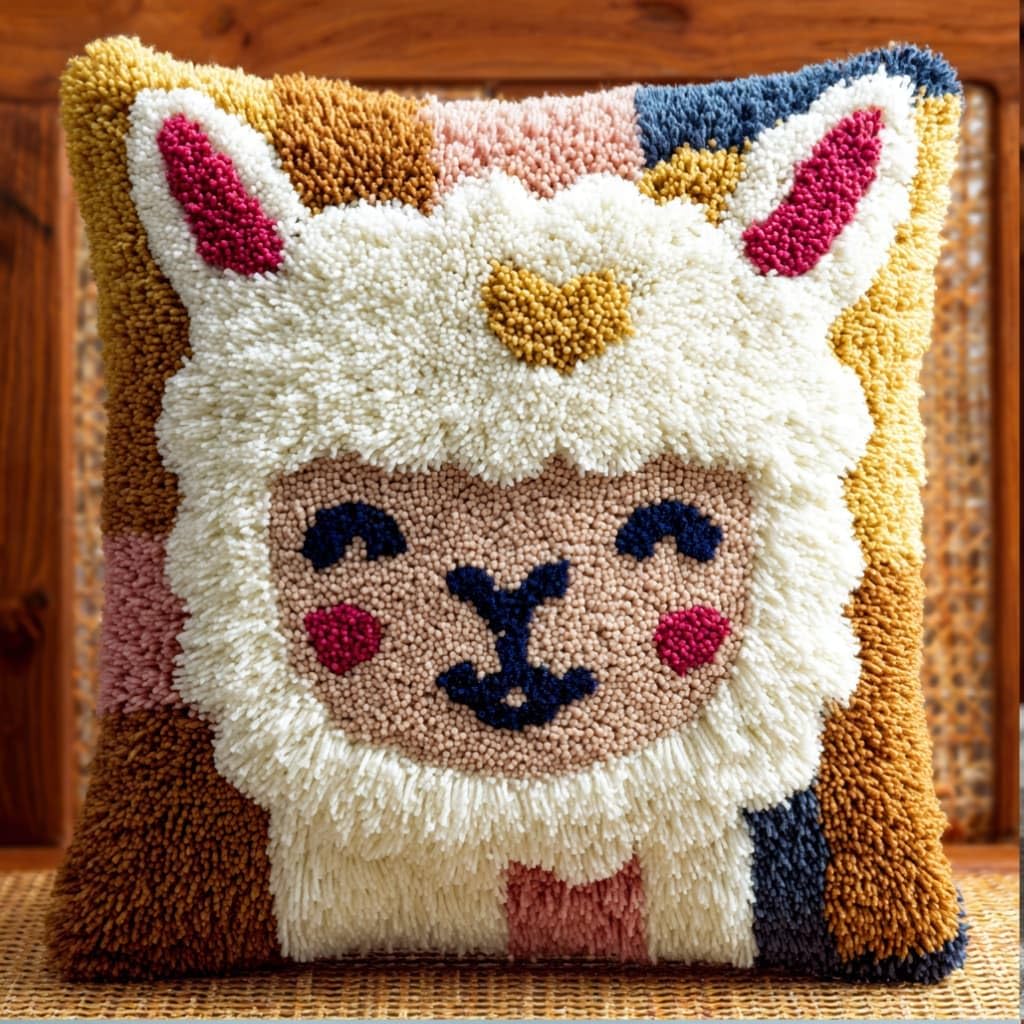 kitphoenix Crochet Pillow Making Kit,Alpaca 43X43Cm Hand Knitted Cushion Material Set,Complete Craft Accessories with Tutorial,Warm Home Decoration for Living Room Bedroom