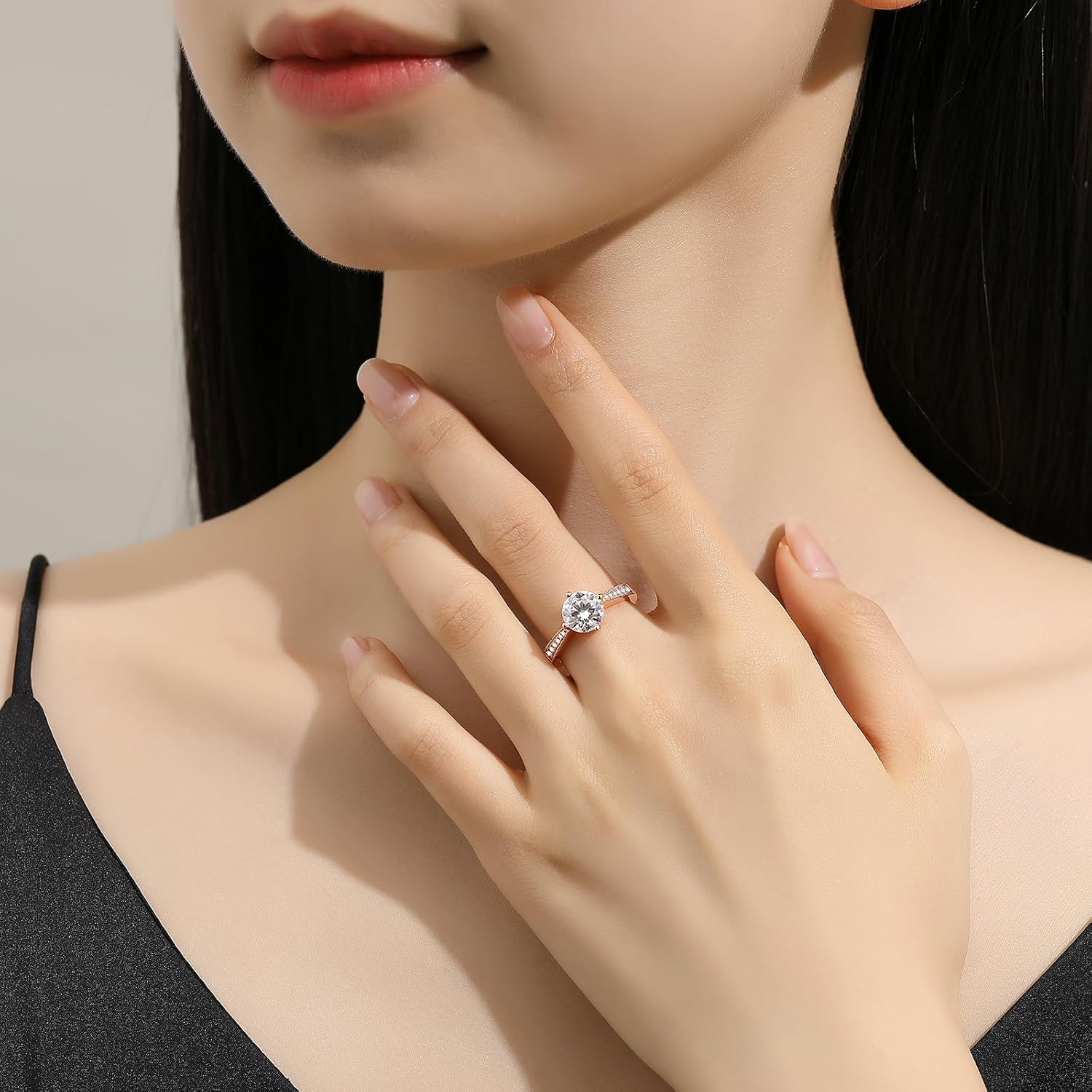 Moissanite Engagement Rings for Women D Color VVS1 Clarity Brilliant Round Cut S925 Sterling Silver Promise Rings for Her Women Gifts - Image 4