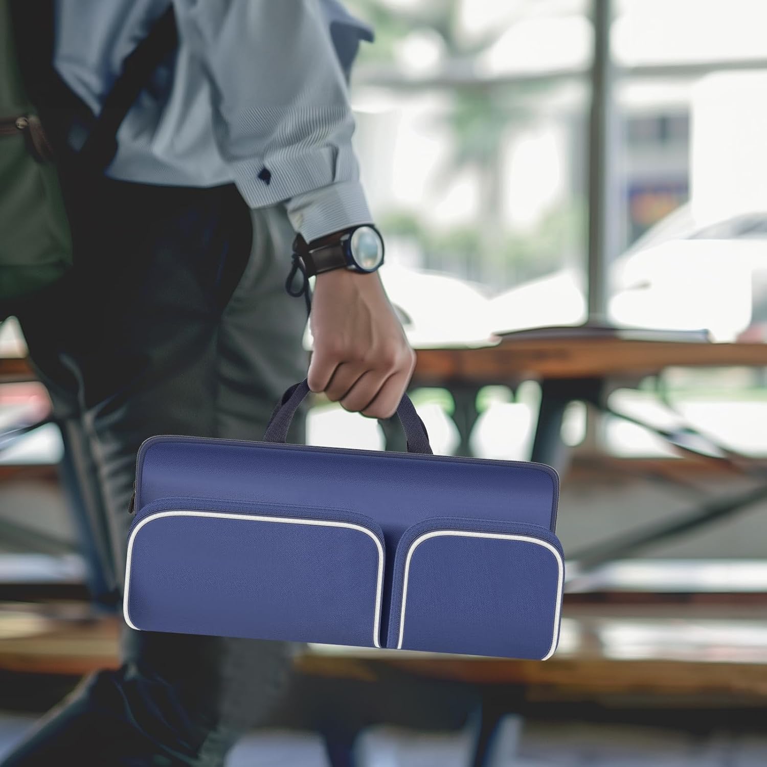 Travel Case for Logitech MK270/ MK345/ MK335/ MK955/ MK235, for HP 230, for Apple Magic Keyboard. Keyboards Carrying Storage Holder with Pocket for Logitech Mouse and USB Receiver (Box Only)-Blue