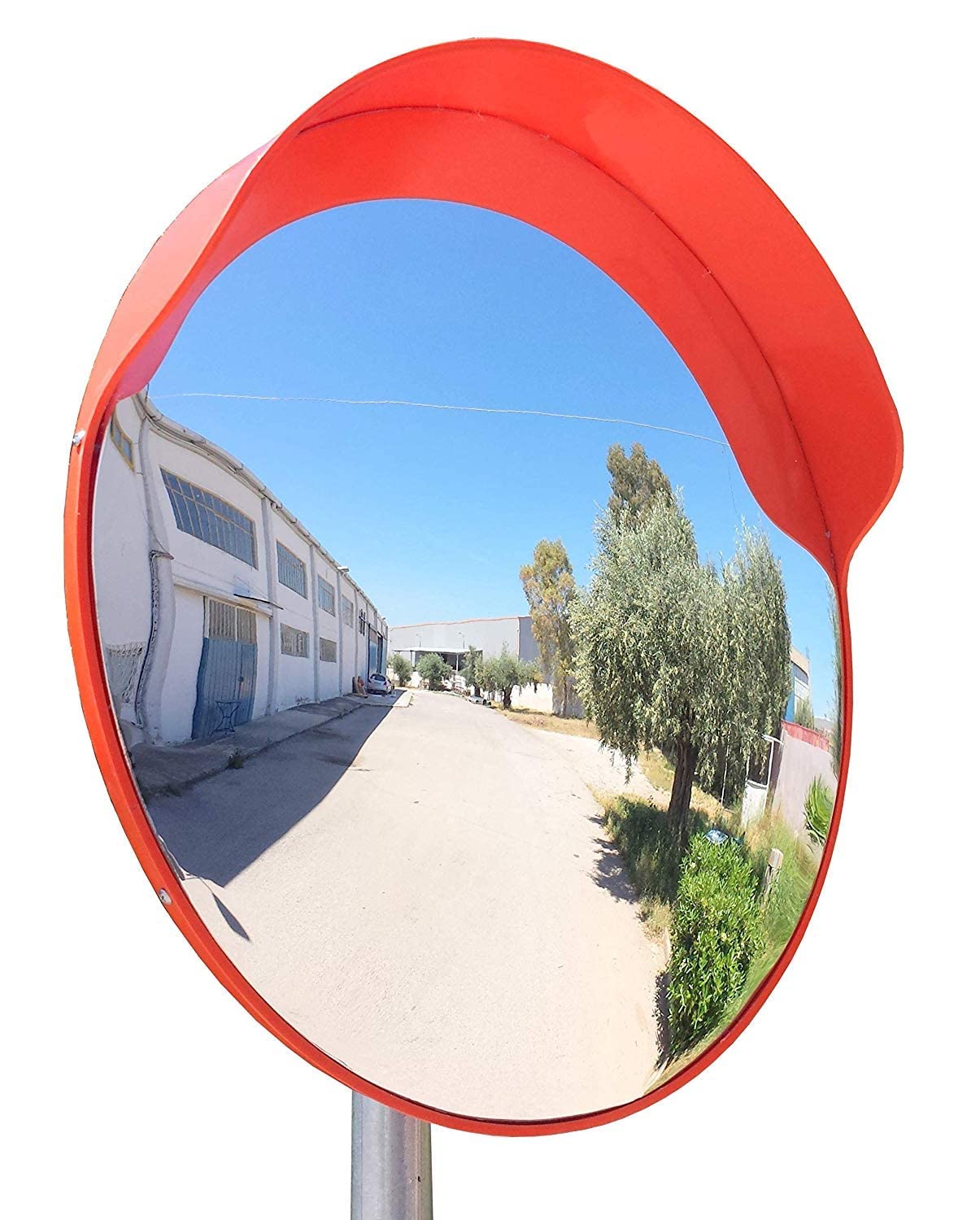 PARKING FACIL | Miroir Trafic Ø 80 cm Sécurité Convexe | Support De Poteau | Éliminer Les Angles Morts | Pour Les Routes, Les Entrepôts, Les Garages, Les Bureaux Et Les Magasins