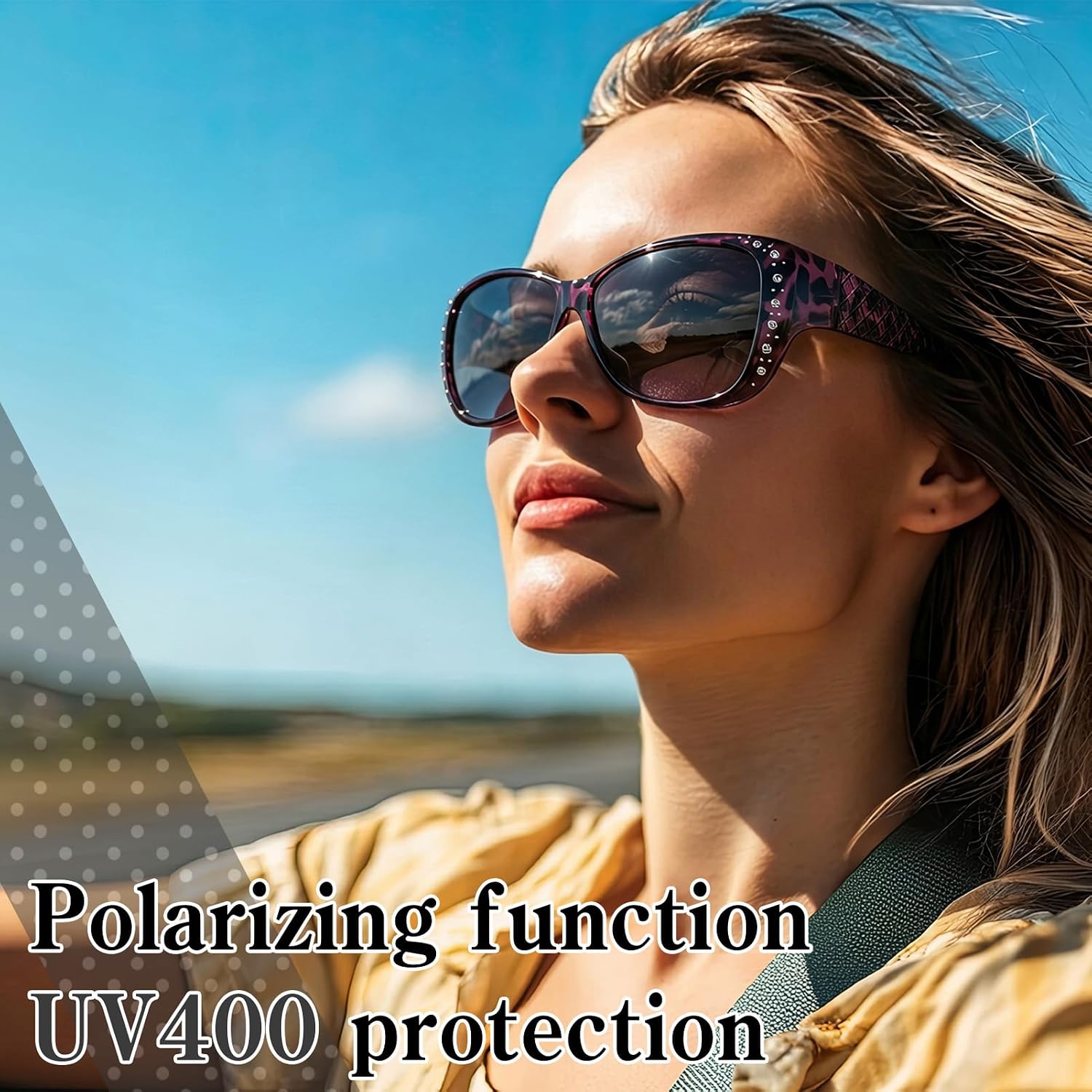 JATEBI 2 Pack Polarized Fit Over Sunglasses for Women Men Trendy Oversized Square Wear Over Sun Glasses for Driving UV400 Protection