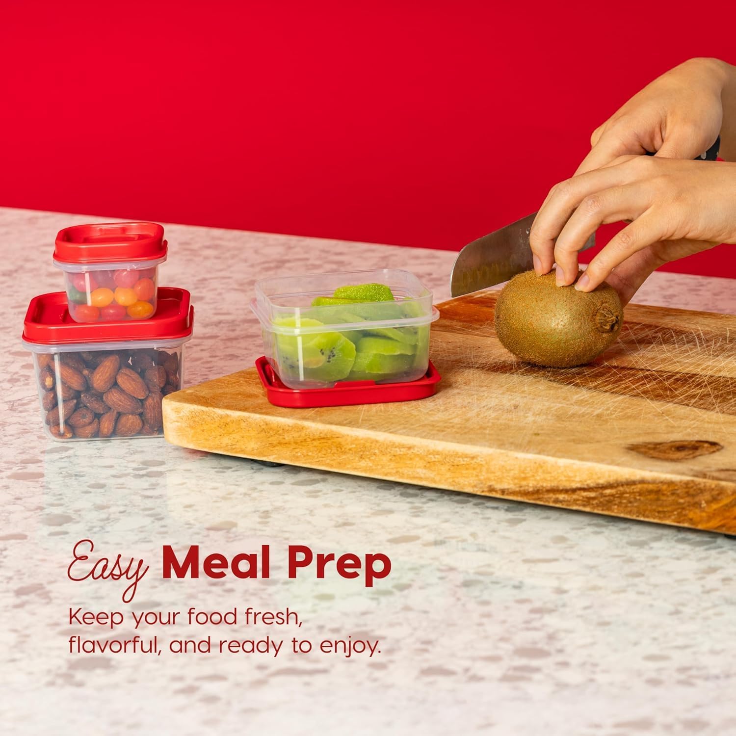 IRIS USA 24 PC Plastic Food Storage Containers With Lids | 12 Extra Small Containers & 12 Lids | For Sides Snack Fruit Dips Condiments, Microwave Dishwasher Freezer Safe, Clear/Red