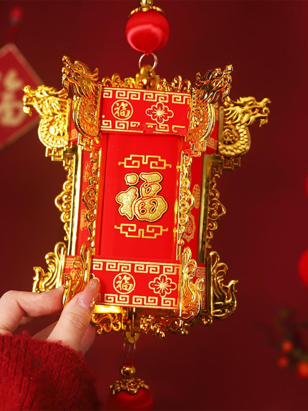 Red Chinese Lanterns Decorative Lucky Hanging Lanterns Decoration New Year Wedding Party Hang Lantern Home Decoration for Chinese Spring Festival (Extra Large)