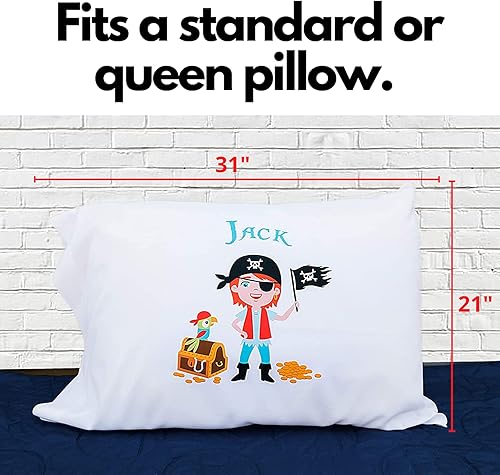 Miniatura 4 de Funda de almohada de dormir personalizada para niños y niños pequeños, tamaño estándar de 21 x 31 pulgadas (Pirate Kevin)  Almohada de cama