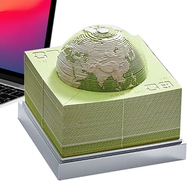3D Calendar 2026 Desk Earth Shape Tabletop Decor | Desk Decor Memo Pad for Home Apartment School Conference Rooms Nightstand Bedside Dressing Table Freelancers Teachers