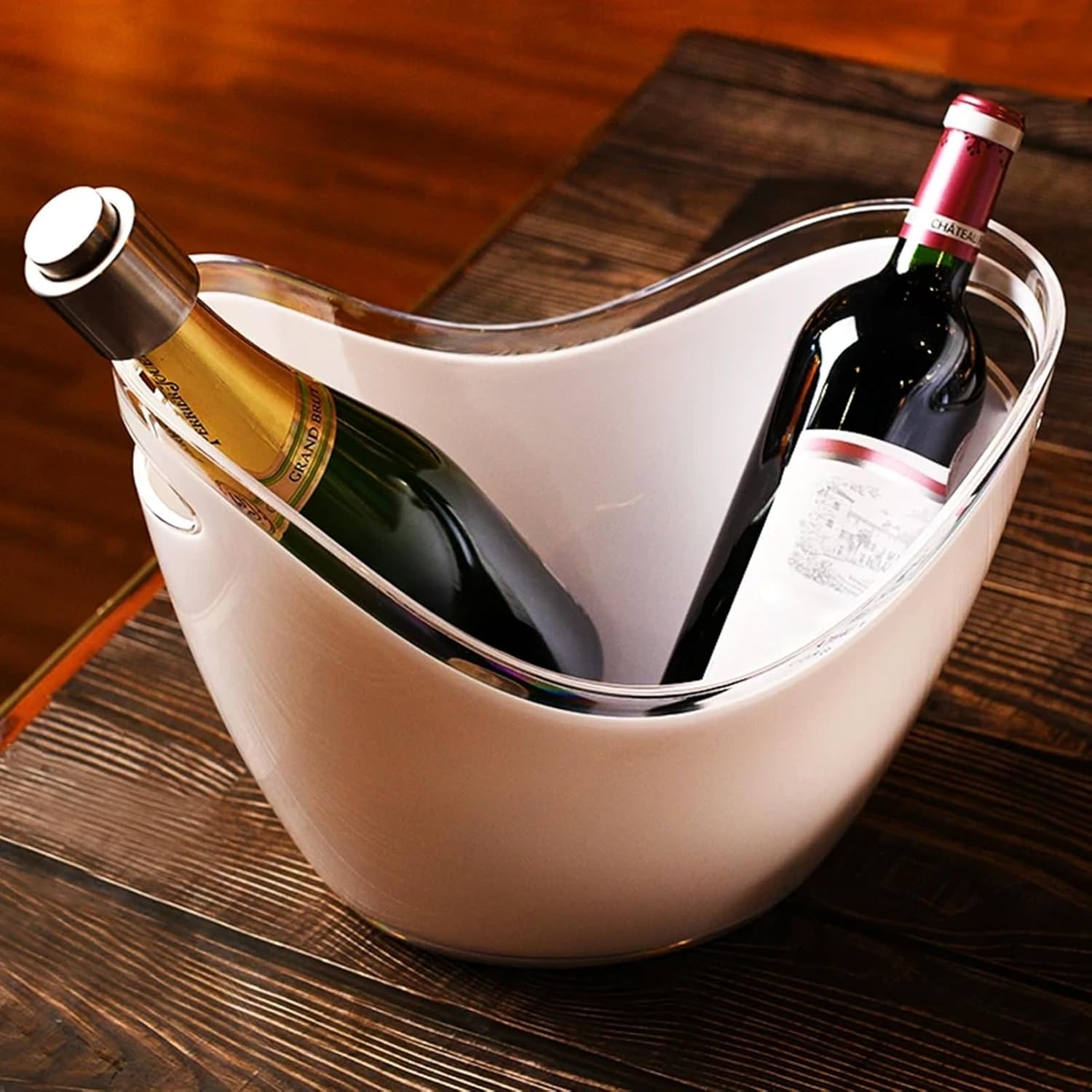 Ice Buckets For Parties Yuanbao Shape Bilateral Handles, Acrylic Ice Buckets For Parties Use As Wine Bottle Chiller To Beer Bucket Holder(Clear)
