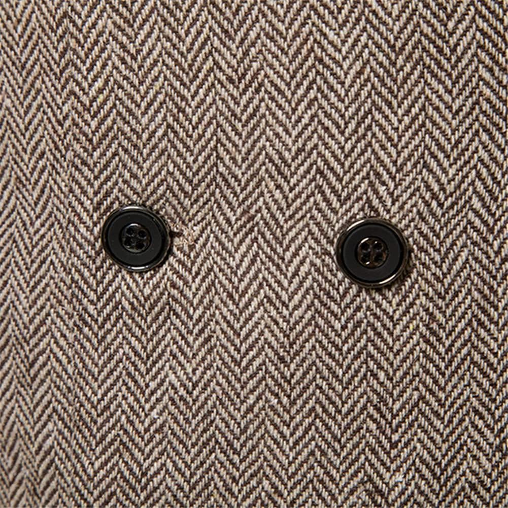 Youllyuu Men's Suit Vest Business Formal Woolen Waistcoat Double-Breasted Striped Dress Vest