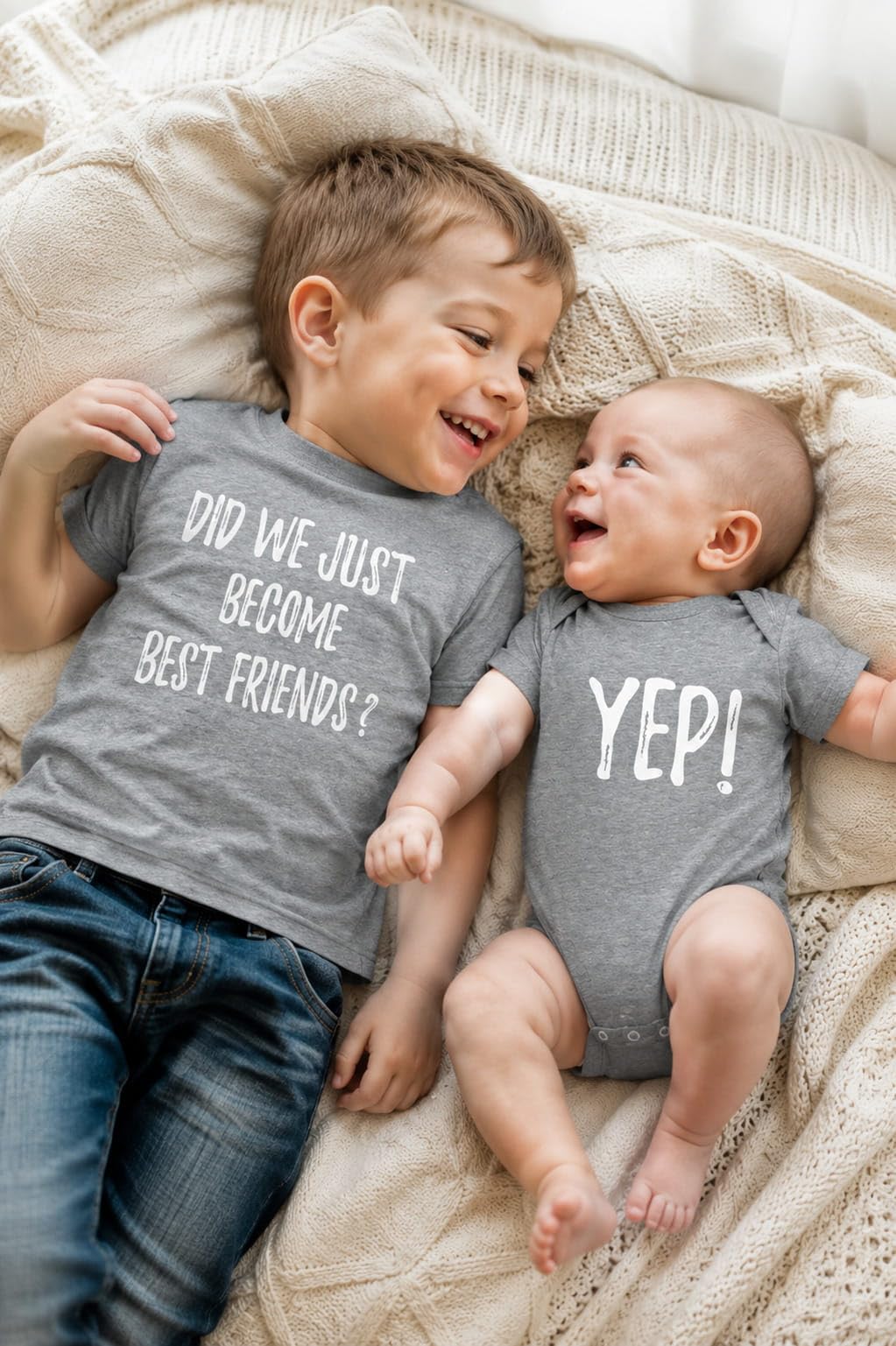 Tstars Did We Just Become Best Friends? Big Brother Little Bro Matching Shirt & Baby Bodysuit Set