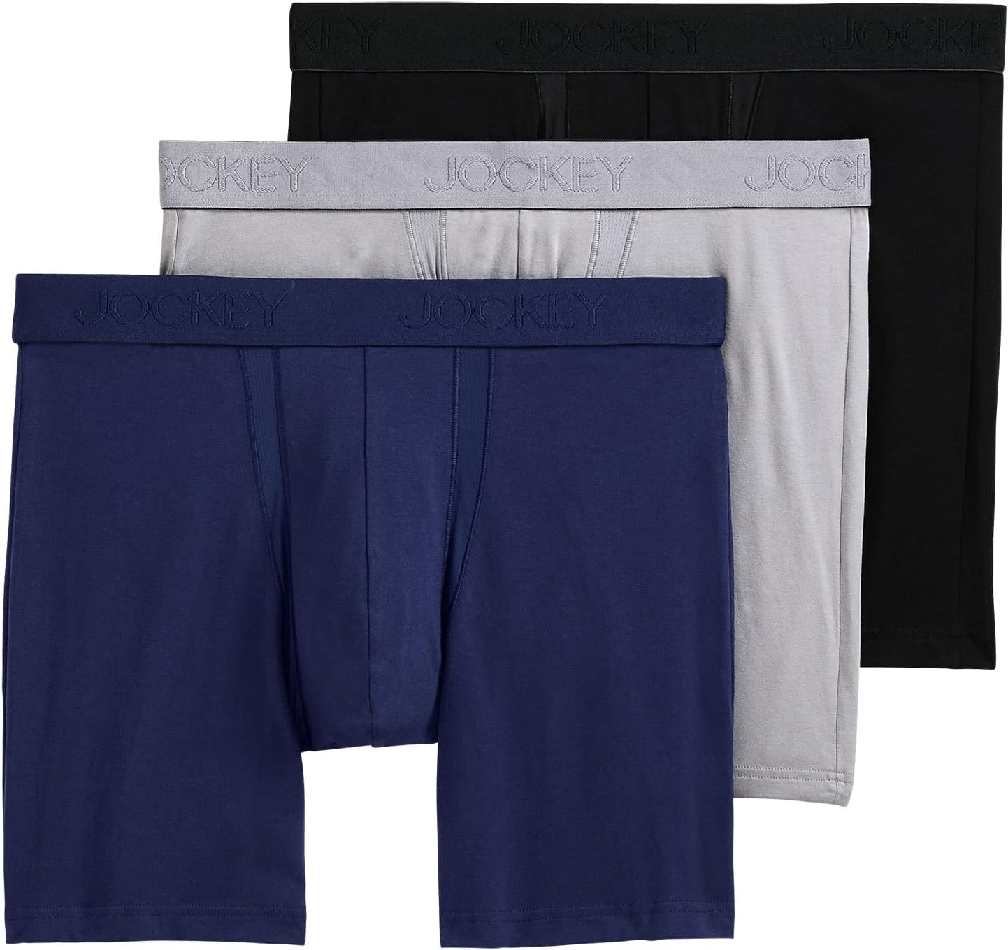 Jockey Men's Underwear Chafe Proof Pouch Cotton Stretch 6" Boxer Brief - 3 Pack