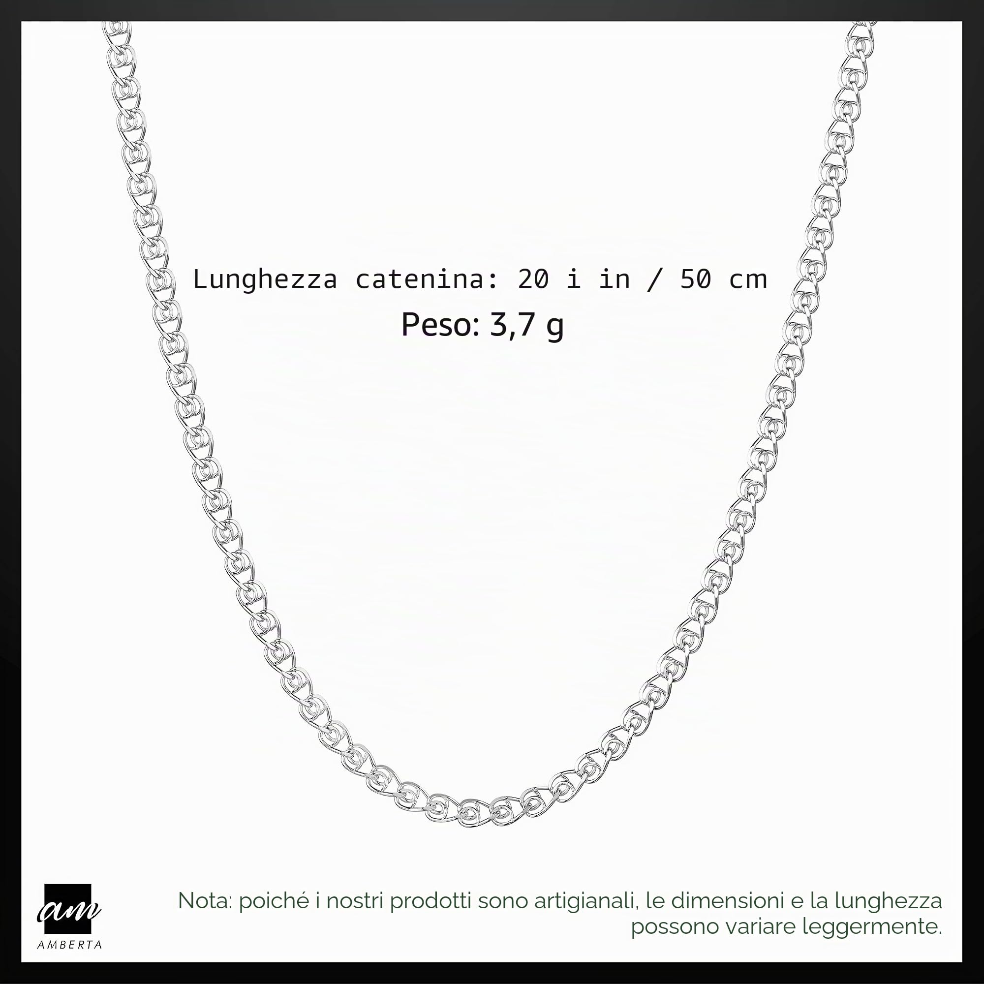 Amberta Bijoux - Collana a catena in argento 925/1000, maglia a cuore, larghezza 2,3 mm, lunghezza 40 45 50 55 60 cm