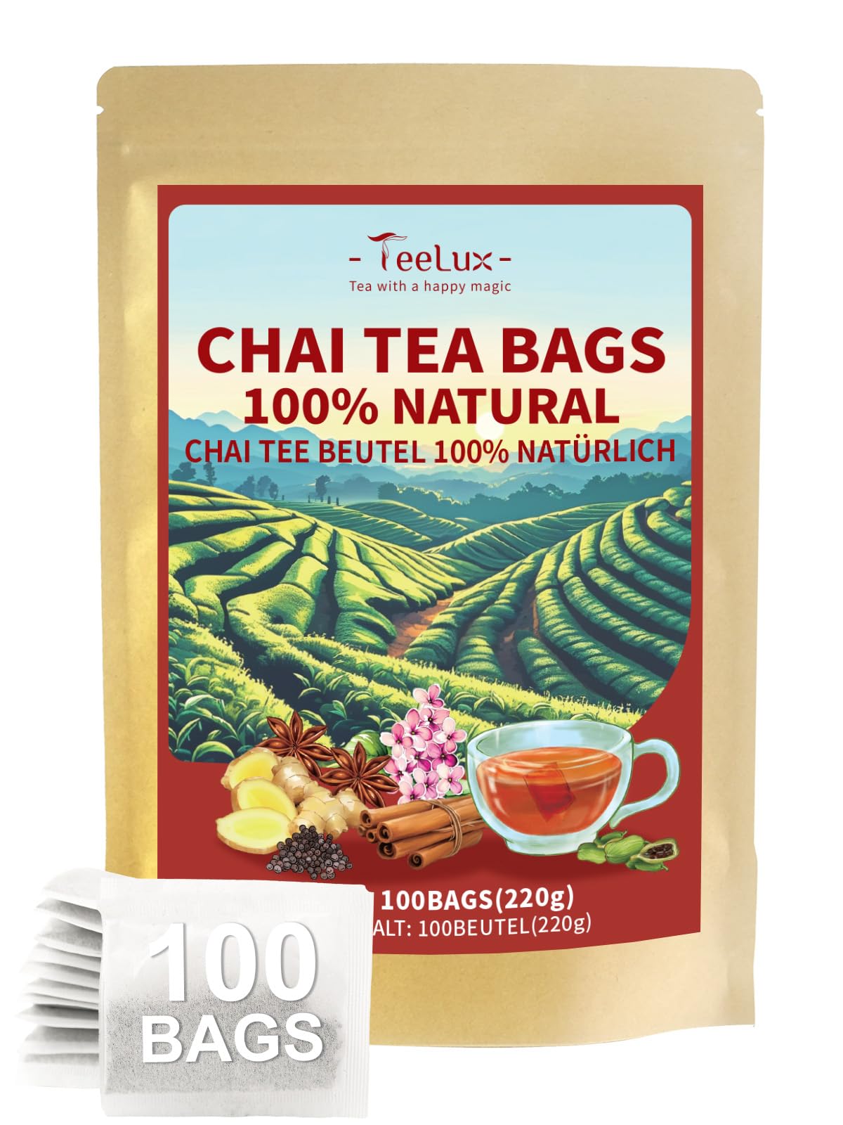 TeeLux Dandelion Leaf & Root Tea Bags 100 Count, Vegan, Rich Flavor, Premium Dandelion Tea, Natural Caffeine Free Herbal Tea — view 12