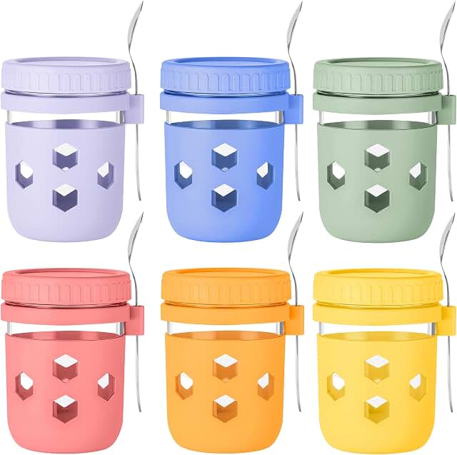 Gemice 6-pack glass jars with silicone sleeves