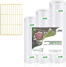 Food Vacuum Sealer Bag Rolls: 3 Rolls Food Saver Bags, 8 11 12 inch Sous Vide Bags Rolls with 30 sticker labels, Commercial Grade Vac seal Bags for All Vacuum Sealer