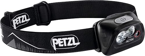 Petzl ACTIK - Faro delantero compacto multihaz de 350 lúmenes con iluminación roja para senderismo escalada y camping color negro