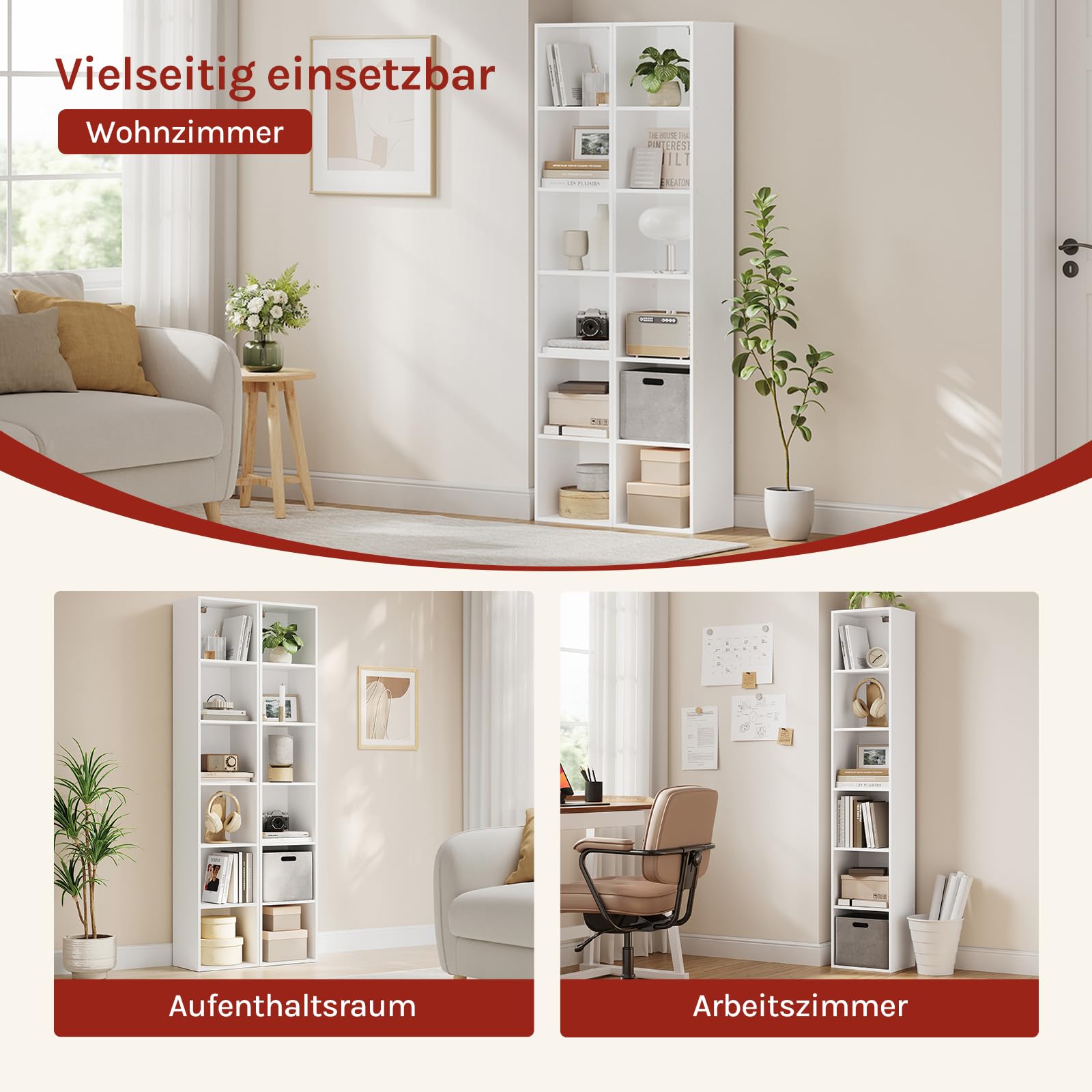 WOLTU Bücherregal mit 6 Fächern, Würfelregal freistehend, 30x158,5x24 cm, Holzwerkstoff