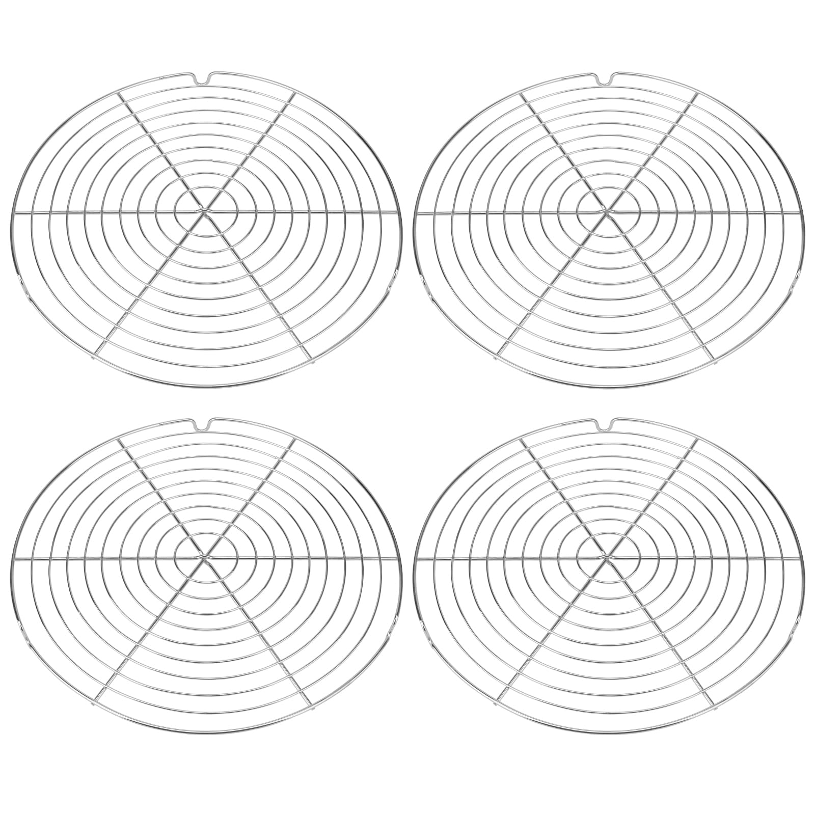 FUNSUEI 4 Griglie di Raffreddamento in Acciaio Inox, Rotonde da 30 cm, griglia di Raffreddamento per Torte, griglia di Raffreddamento Rotonda, per Un Raffreddamento Uniforme e Veloce