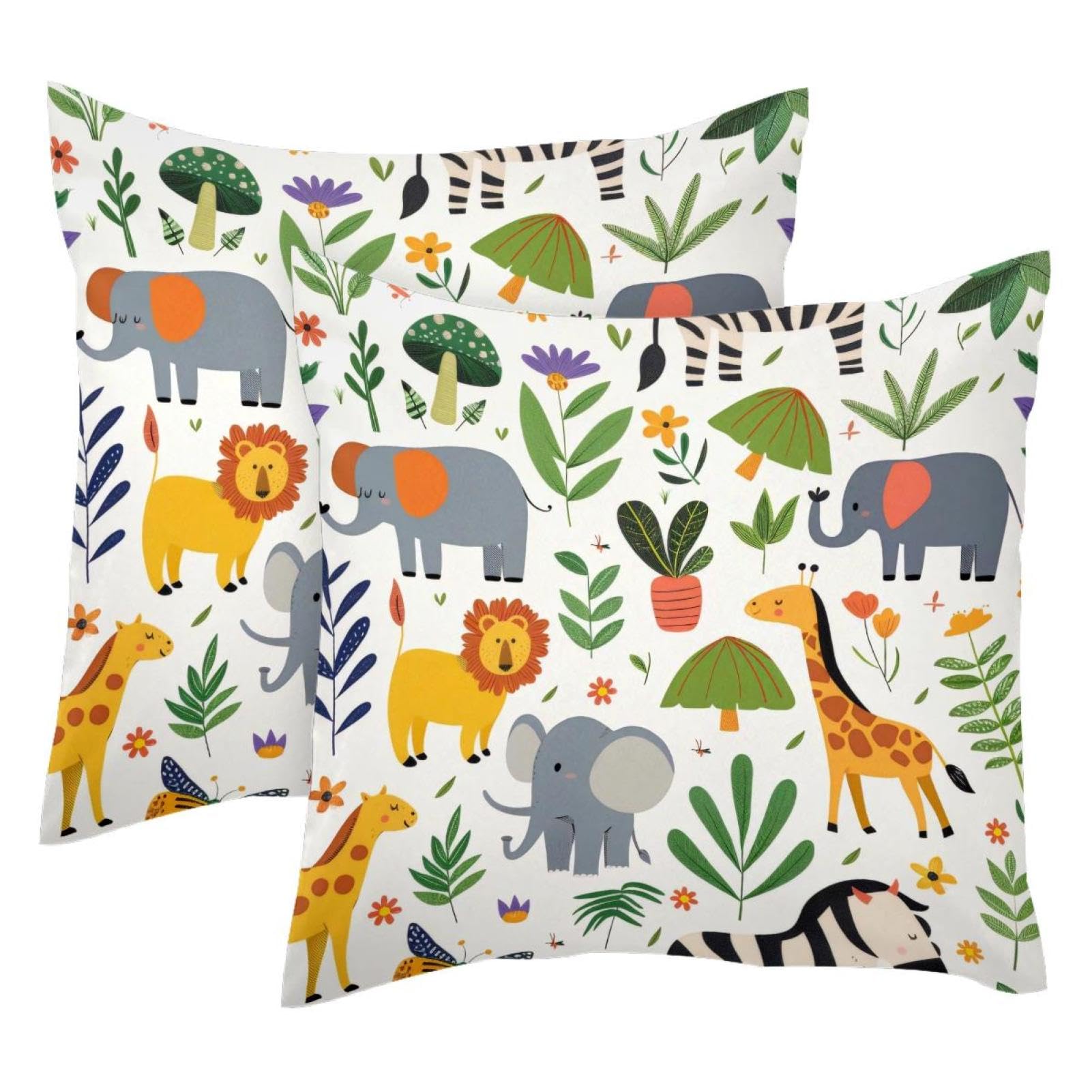 Housses de coussin velours animaux du zoo pour égayer la chambre d'enfant ou le salon