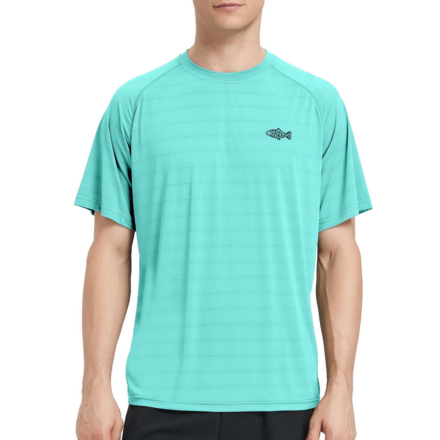 Riverruns Fishing Shirt for Men Short Sleeve UPF 50+ Sun Protection Swim T-Shirt Rash Guard Water Beach Tee