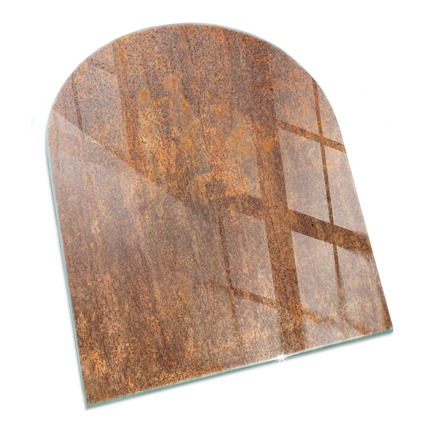 Plaque de Cheminée 80x70 cm Protection Contre Les Étincelles Résistant à la Chaleur Arc Protecteur de Sol Imprimé Texture Rouille