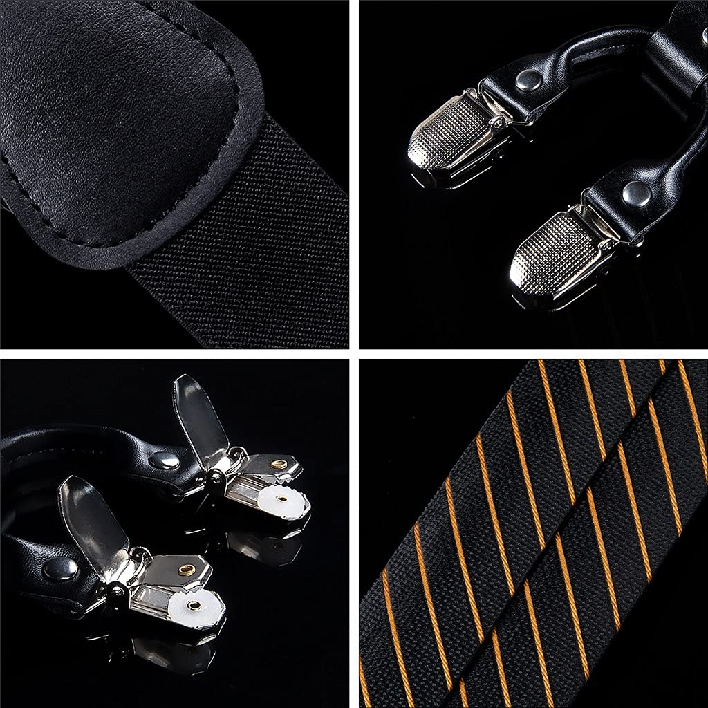 Tirantes elásticos de Seda para Hombre, con 6 Pinzas, para Bodas, Fiestas, Pajaritas y Pantalones (Color: Talla A, Ajustable) (Talla única)