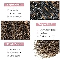 Vista 5 de Urbeauty - Extensiones de cabello humano rizado natural con clip, triple trama, color rubio con mechas castañas, 10 unidades, 4.23 oz, 120 gramos
