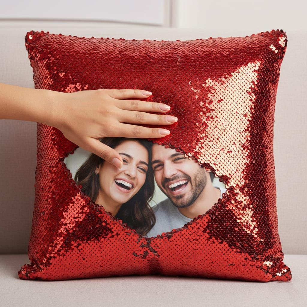 RA Printing]Customized Magic Sequin Photo Cushion Cover | Reveal Your Photo by Hand Flip | Romantic Gift for Wife, Husband, Girlfriend-image-8