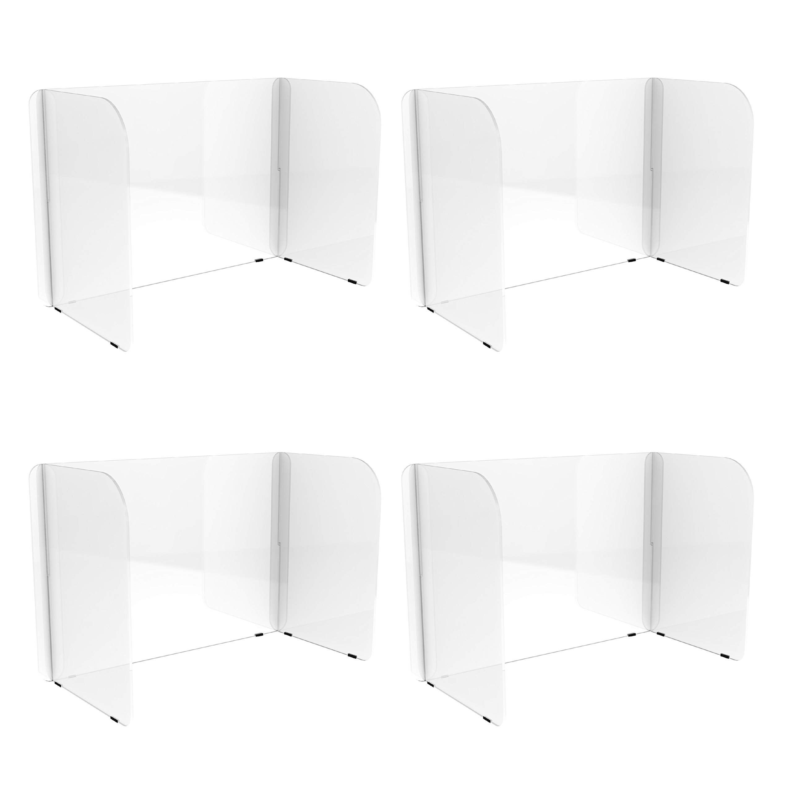 FDP Clear 3/16" Thick Acrylic Children's Tabletop Divider, 16 inch Height (4-Pack); Three-Panel Sneeze, Cough, Talk Guard, Plexiglass Desk Shield, Protective Barrier for Table or Countertop - Small