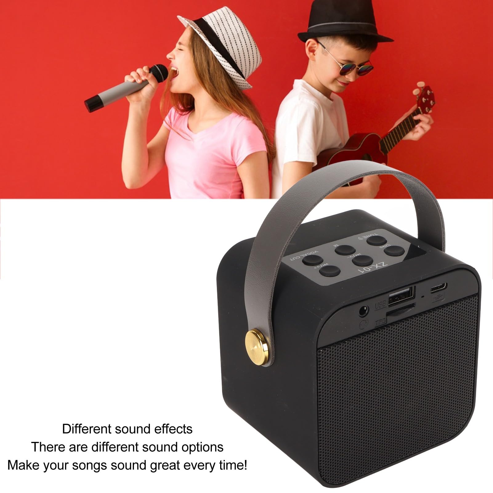 Septpenta Mini Karaoke per Bambini, Altoparlante Bluetooth Portatile, Effetti di Illuminazione a LED Altoparlante Bluetooth Wireless, con 2 Microfoni Wireless per Regali di Compleanno