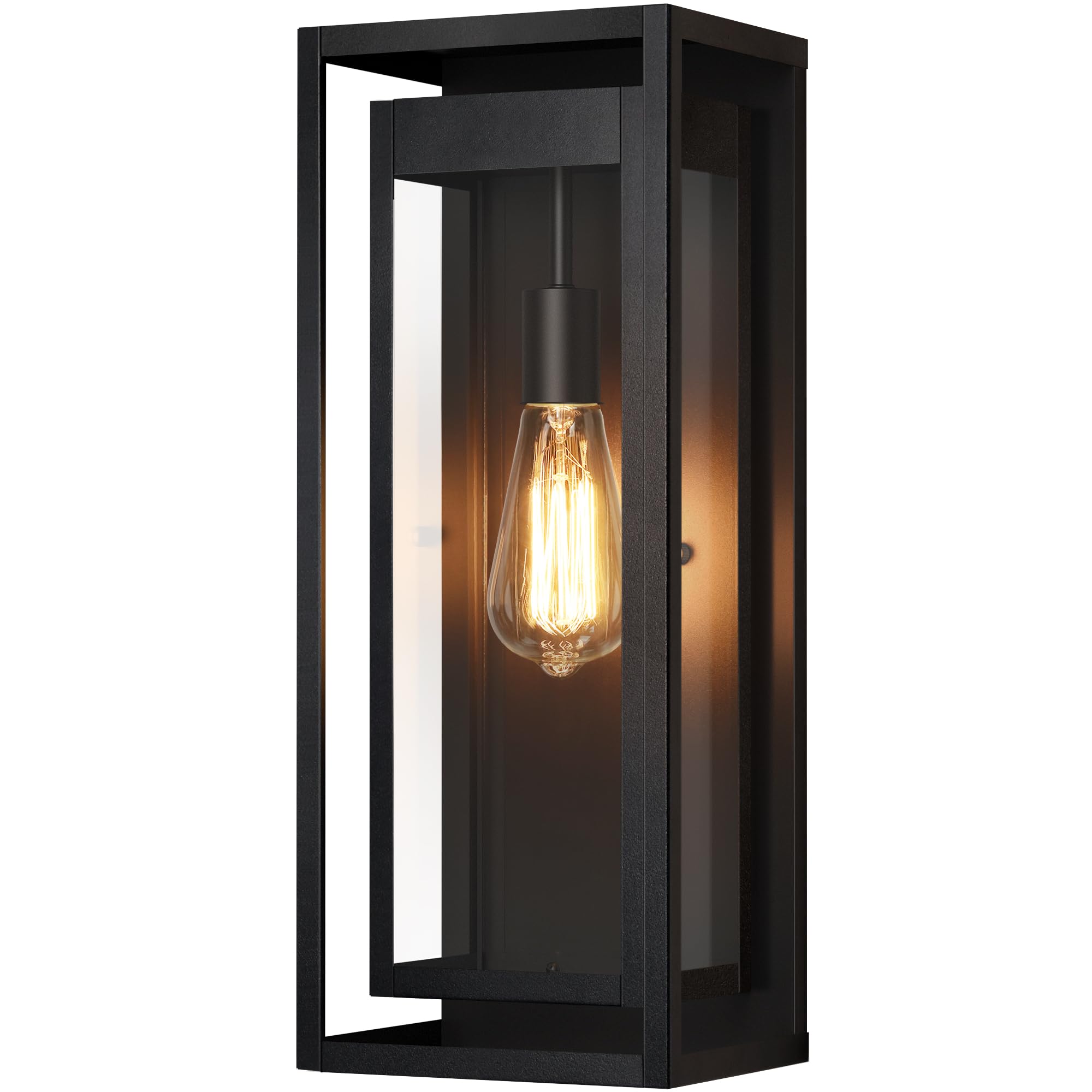 19" Large Outdoor Wall Light Fixtures, Black Porch Light