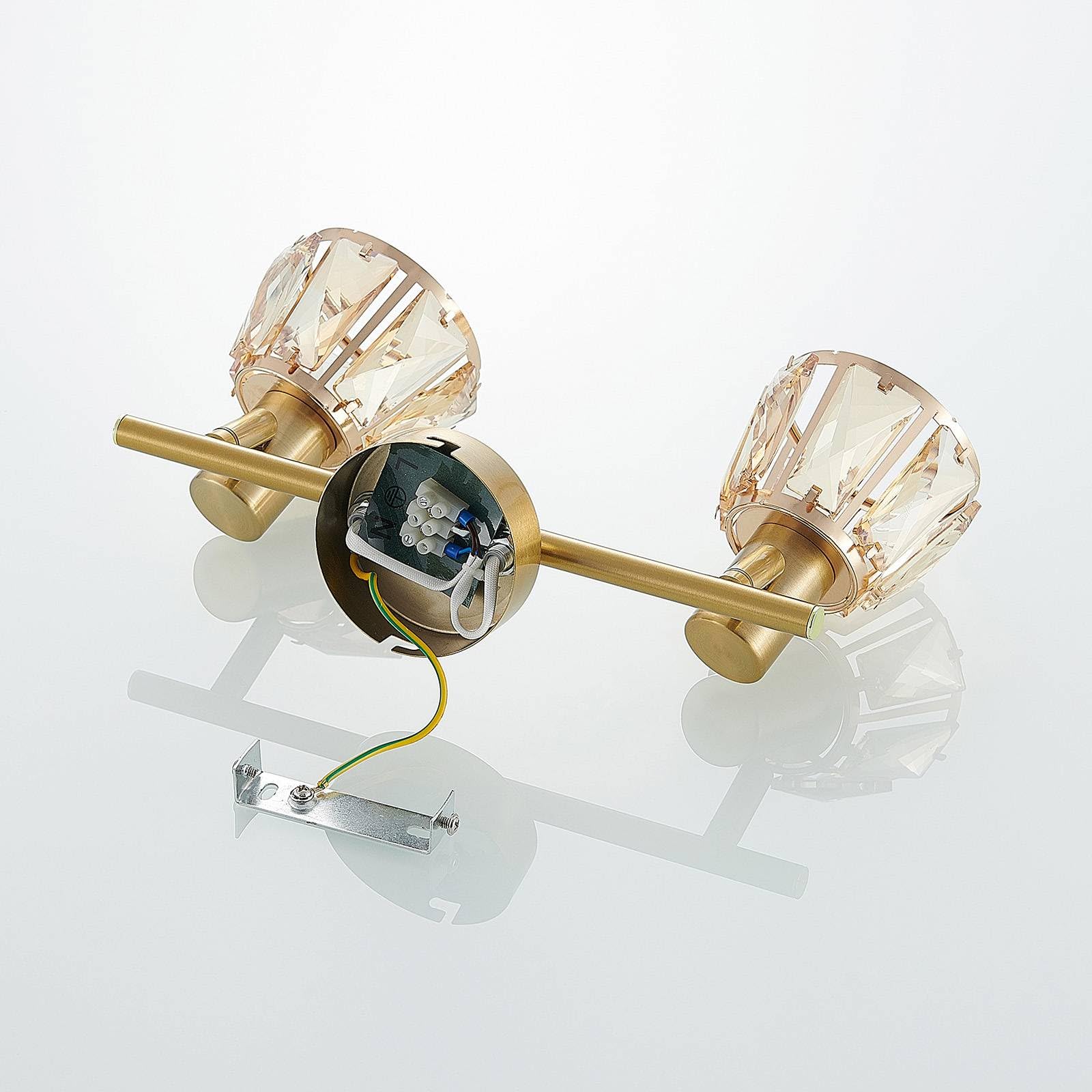 Lindby lámpara de techo en latón, transparente, plafón | lámpara de salón, e14, 2 bombillas, vidrio para sala de estar, salón, pasillo, comedor