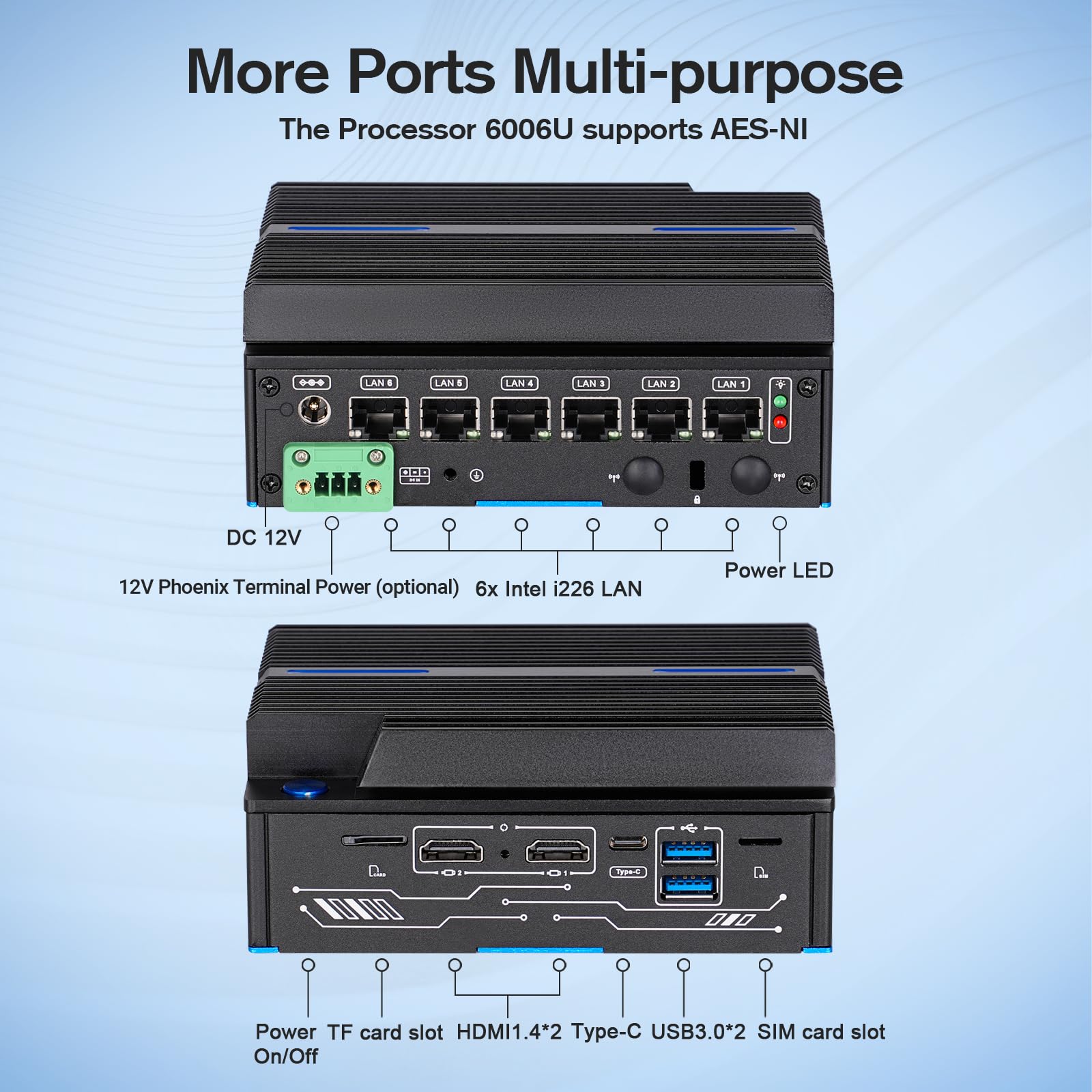 Firewall Mini PC 4X Intel 2.5GbE i226-V LAN 8GB DDR4 240GB SSD Intel Core 6006U CPU Gateway Router Network, AES NI Support HDD Test con pf-Sense/opn-Sense