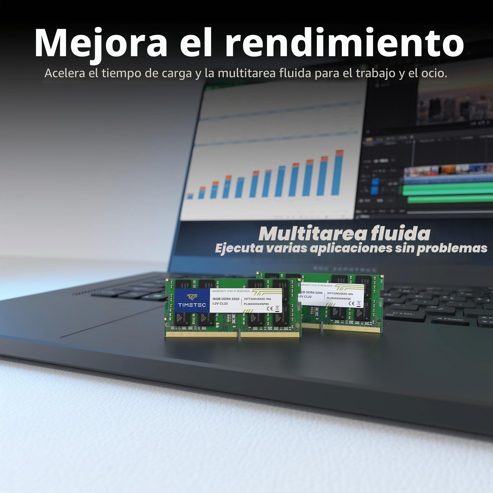 Timetec 32GB Kit(2x16GB) DDR4 3200 MHz (PC4-3200AA) PC4-25600 SODIMM – Sin ECC, sin búfer, 260 Pines, 1,2V CL22, módulo de Memoria para Ordenadores portátiles, Mini-PC y Ordenadores Todo en uno.